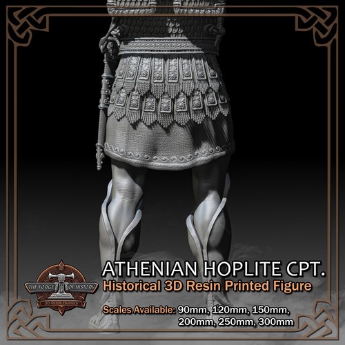 Greek Athenian Hoplite Captain - 3D Resin Print Figure Kit - Scale 90mm to 300mm - Picture 10 of 16