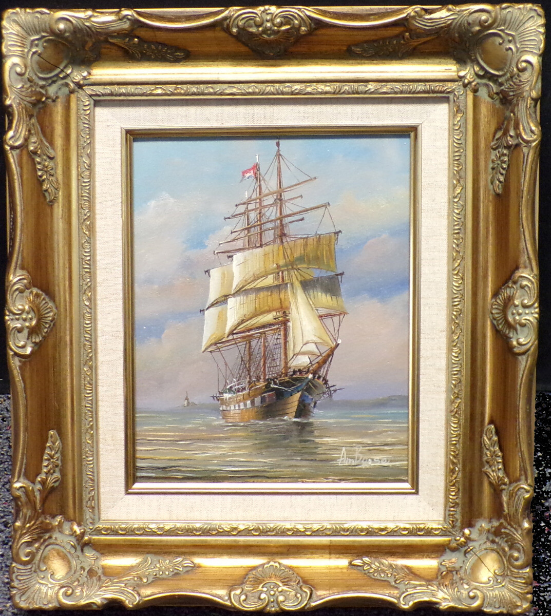 John Ambrose Original Oil Painting Gallery Framed Fine Art Ship