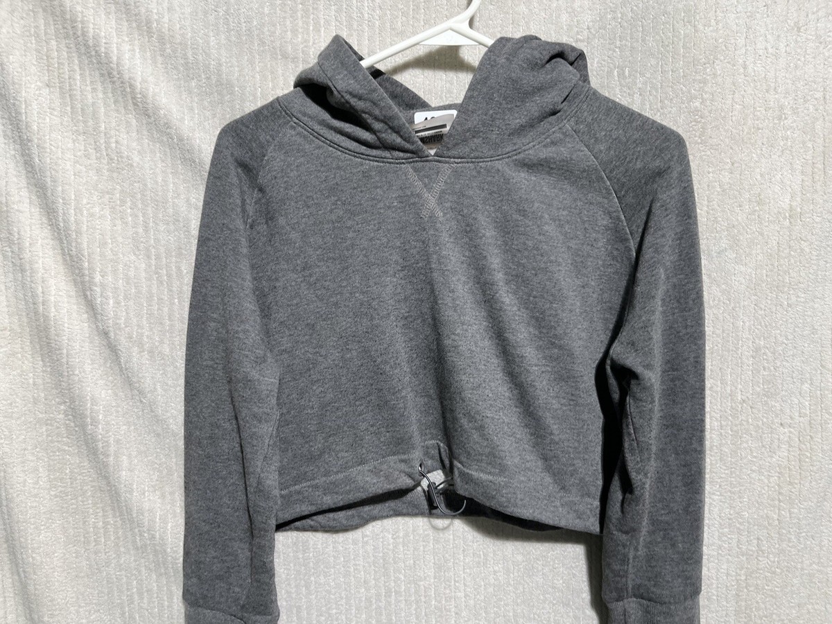 Gymshark Women's Light Gray Cropped Hoodie Sweatshirt medium