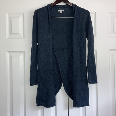 Garnet Hill Girls size XL Blue Wool Cotton Blend Open front Cardigan sweater