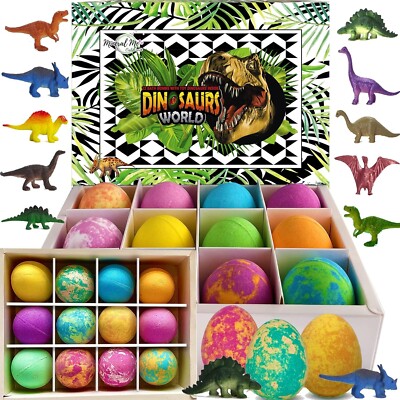 Bath Bombs for Kids with Surprise Toys Inside - 12 Colorful Dinosaur Bath Bombs