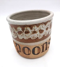 Studio Art Pottery Earthenware 5" Round  Spoons Utensil Holder