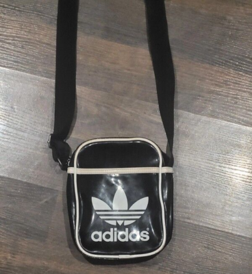 Adidas Originals Mini Messenger Bag Black Trefoil Logo Vinyl