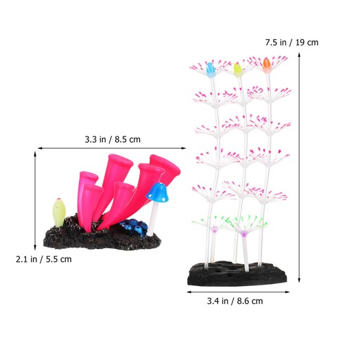 2 Pcs Fish Tank Coral Decorations Aquarium Luminous Simulated Silicone 2pcs - Picture 6 of 12
