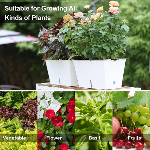 Window Box Planter 6 Pcs, 12.1 Inches Self Watering Plant Pots White - Picture 2 of 9