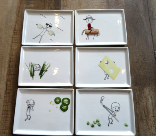 CB2 Cassa e Barilotto Ritirato Oliver Antipasto Piatti Snack Lotto di 6 - 5" x 6,5"