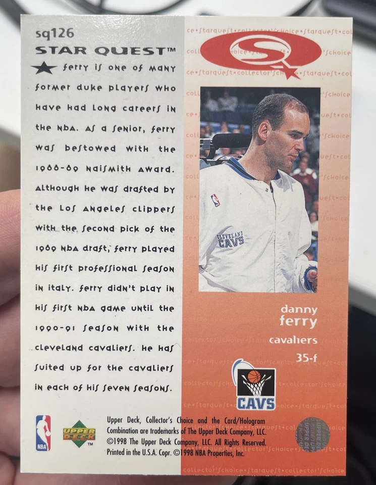 1997-98 UD Collector’s Choice Star Quest Insert Danny Ferry SQ126 Cavaliers - Image 2 of 2