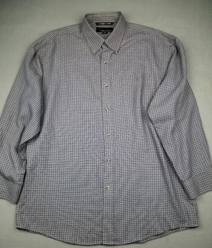 Camisa Greg Norman Hombres L Abotonada Manga Larga Rayón Golf Trabajo Y2K Cuadros Foto 3 de 4