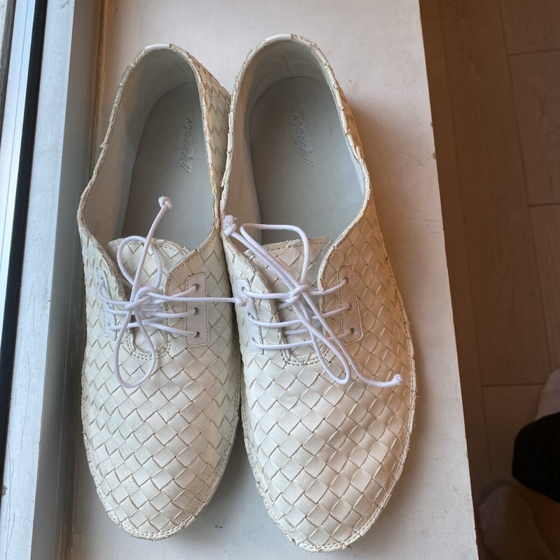 Marsell Italy White Woven Leather Oxford Shoes Size 40 NWOB