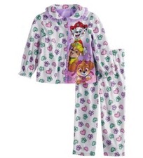 Paw PATROL Pajamas Girl's size 3T NEW White Button-Down Shirt Fleece Pjs Pants