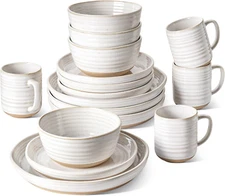 Dinnerware Sets 16 PCS, Stoneware Plates and Bowls Set, House Warming Wedding Pr
