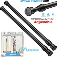 2Pcs Stainless Spring Tension Curtain Rod 23.6-43.3 Inches Adjustable Expandable