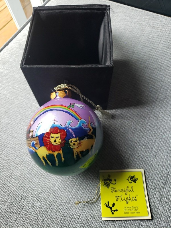 Fanciful Flights Karen Rossi For Silvestri Reverse Paint Ornament Noah's Ark