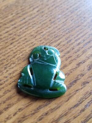 VINTAGE CARVED MAORI HEI TIKI POUNAMU GREEN STONE NEW ZEALAND