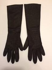 Vtg Hansen 14  Length Dark Brown Nylon Textured Faux Snake Skin Sz6 Gloves
