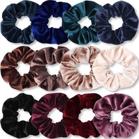 Haargummi Damen Scrunchies Samt 12 StüCk Elastisch Neutrale Farben Haarschmuck