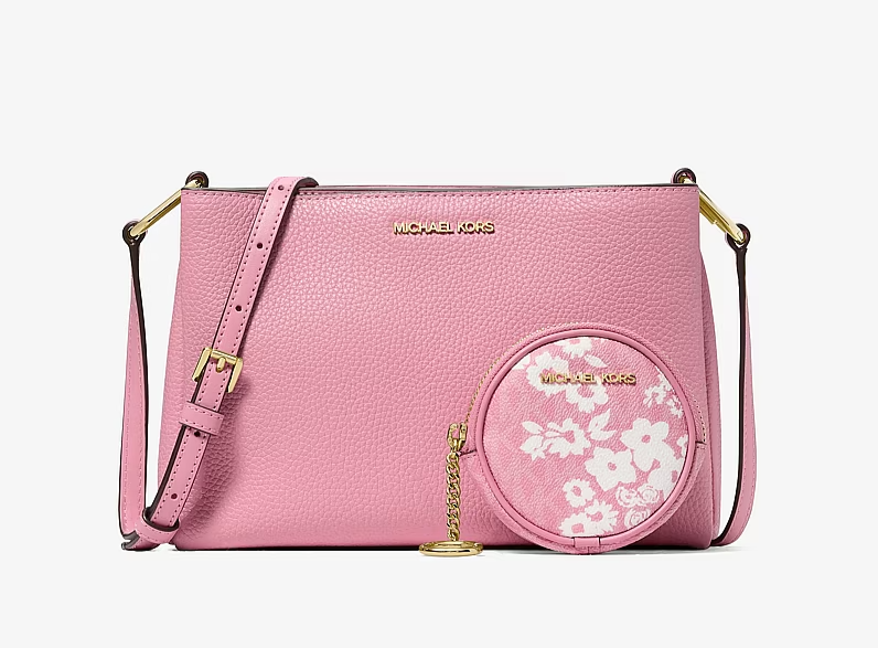 Michael Kors Trisha Pebbled Leather Crossbody Bag With Pouch Gift