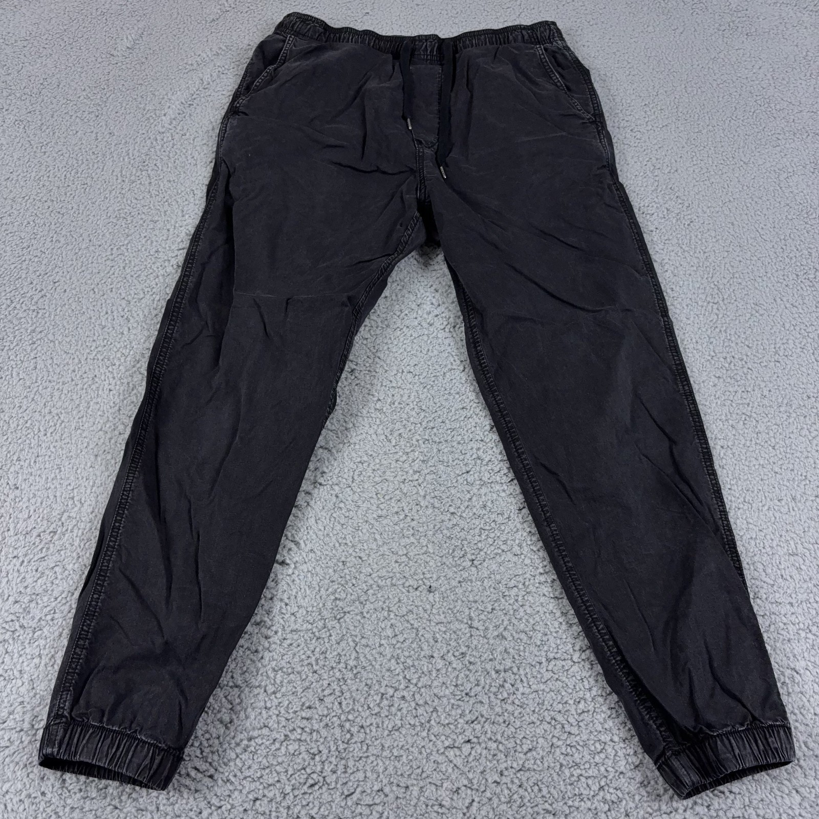 American Eagle Mens Small Black Khaki Flex Jogger Pants with Drawstring