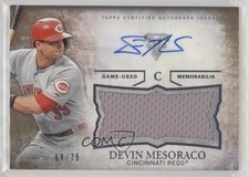 2015 Topps Triple Threads Unity Jumbo Relics Sepia 64/75 Devin Mesoraco Auto 3hd