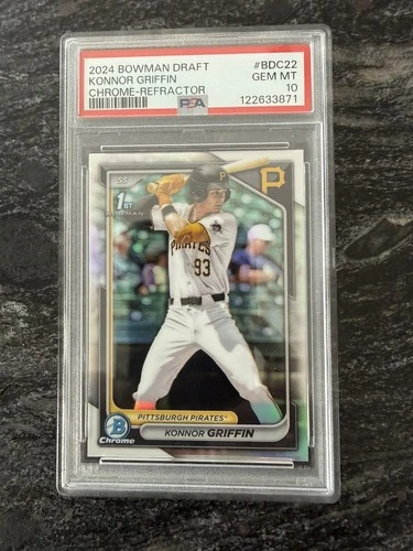 KONNOR GRIFFIN 2024 BOWMAN DRAFT CHROME-REFRACTOR #BDC22 PSA 10