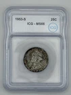 1953 S Silver Washington Quarter ICG MS 66 Nice Rustic Tone