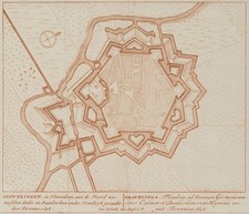 P. SCHENK (1660-1718), Befestigungsanlage v. Grevelingen, um 1712, Kupferstich