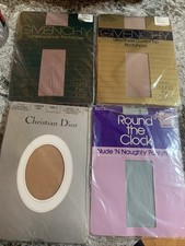 Vtg Christian Dior Givenchy Round The Click Nude Naughty Pantyhose Lot of 4