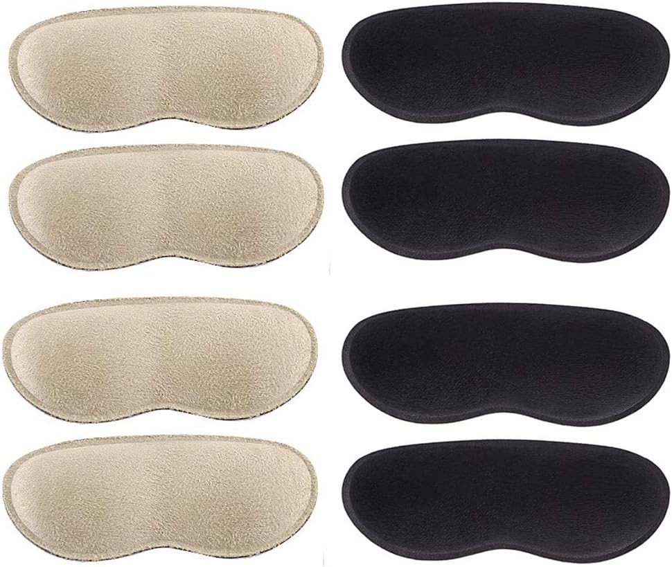 4 Pairs Heel Grips for Men and Women, Pads Shoes Too Black&beige
