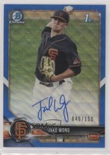 2018 Bowman Draft Chrome Pick Blue Wave Refractor 40/150 Jake Wong Auto dk8