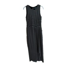 Lauren Ralph Lauren Dress Black Tan Striped Size 10P Sleeveless Preppy Nautical
