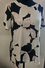 Ivanka Trump Blouse Top Flowers Women's Size M Business Casual Short Sleeve