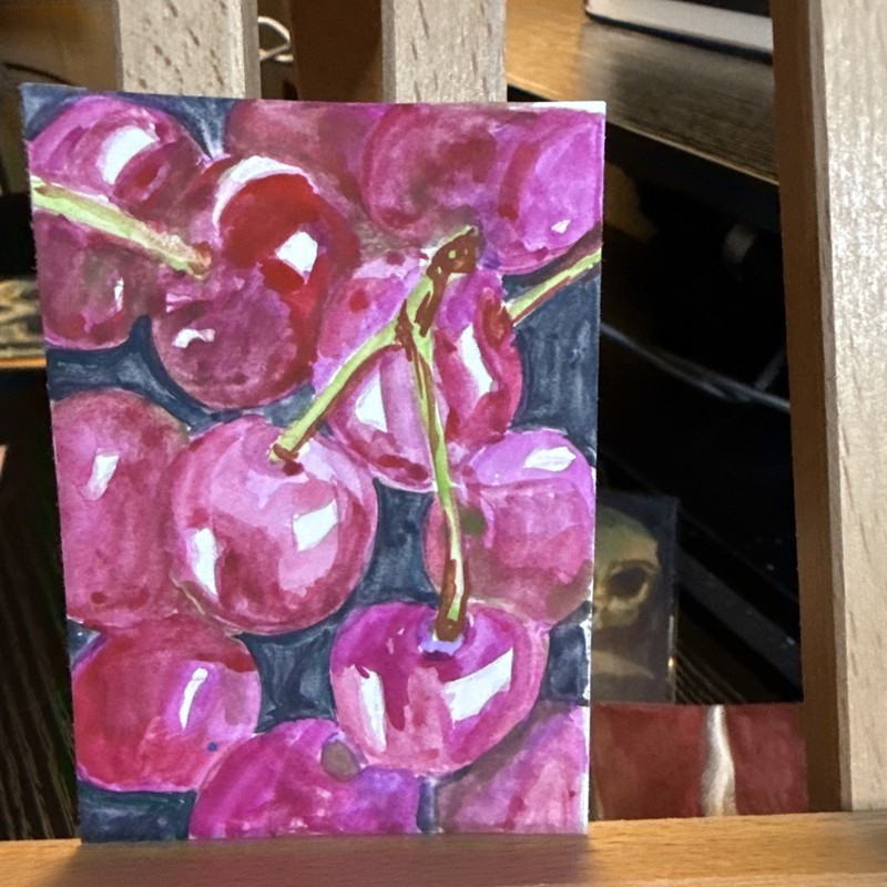ACEO Xsplain "Cherries" Original Watercolor on Paper 2026