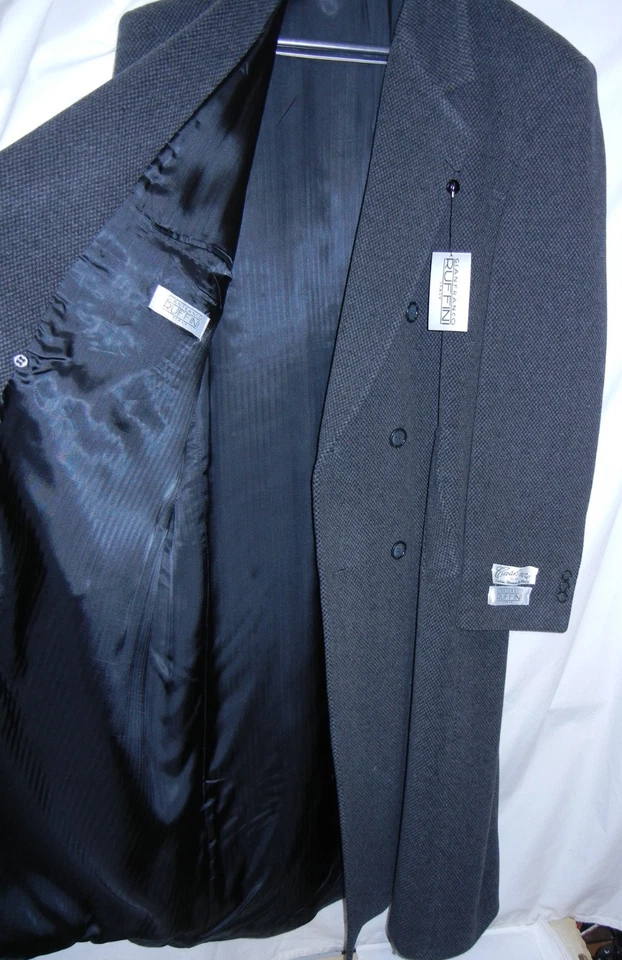 Abrigo largo Gianfranco Ruffini Italia talla 46 R gris para hombre mezcla de cachemir nuevo con etiquetas Foto 3 de 4