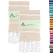 Hand Towels Set of 2 Turkish Cotton 20x30 Quick Dry Beige