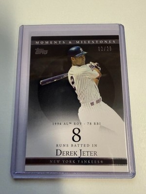 2007 Topps Moments and Milestones Black  Derek Jeter Hits 2/29 JERSEY # MATCH FM