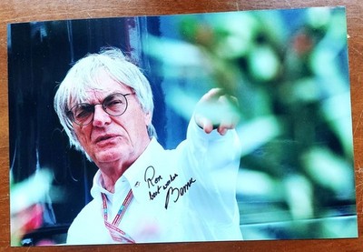 BERNIE ECCLESTONE AUTOGRAMM HANDSIGNIERT IN TINTE FARBFOTO DER FORMULA ONE 9x6