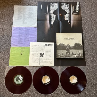 George Harrison - All Things Must Pass - 1971 Burgundy Red Vinyl Japan Poster