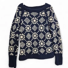 American Eagle Outfitters Womens Lambs Wool Hand Knit Nordic Sweater