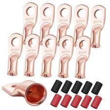 10PCS 8 AWG-1/4 Heavy Duty Battery Lugs with 3:1 Heat Shrink 8AWG-1/4"-10PCS