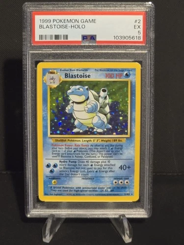 Blastoise Holo Rare 2/102 Base Set Unlimited - 1999 Vintage WotC Pokemon PSA 5
