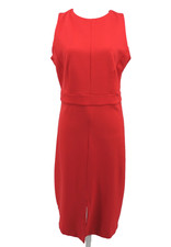 Ann Taylor Midi Sheath Dress Women Sz 12 Orange Sleeveless Front Slit Career New