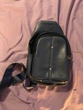 Mens Tommy Hilfiger Navy Leather Crossbody Sl...