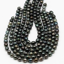 10-11mm Tahitian Pearl in Full Strand, Natural Colors with High Luster, Tempora