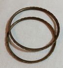 Brass and Faux Turquoise Bangle Bracelets – Signed India — photo 1