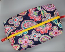 Handmade - Quilted Blue Paisley Floral Makeup Bag 2