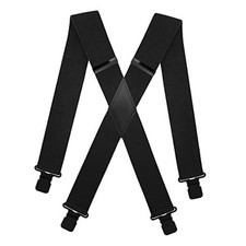 2 Inch Camo Suspenders for Men Heavy Duty Clips Hunting One Size B/Black