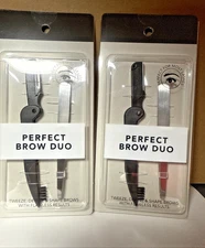 2-PACK EQUATE PERFECT BROW DUO Dual Ended Razor/Brush, Stainless Steel Tweezer