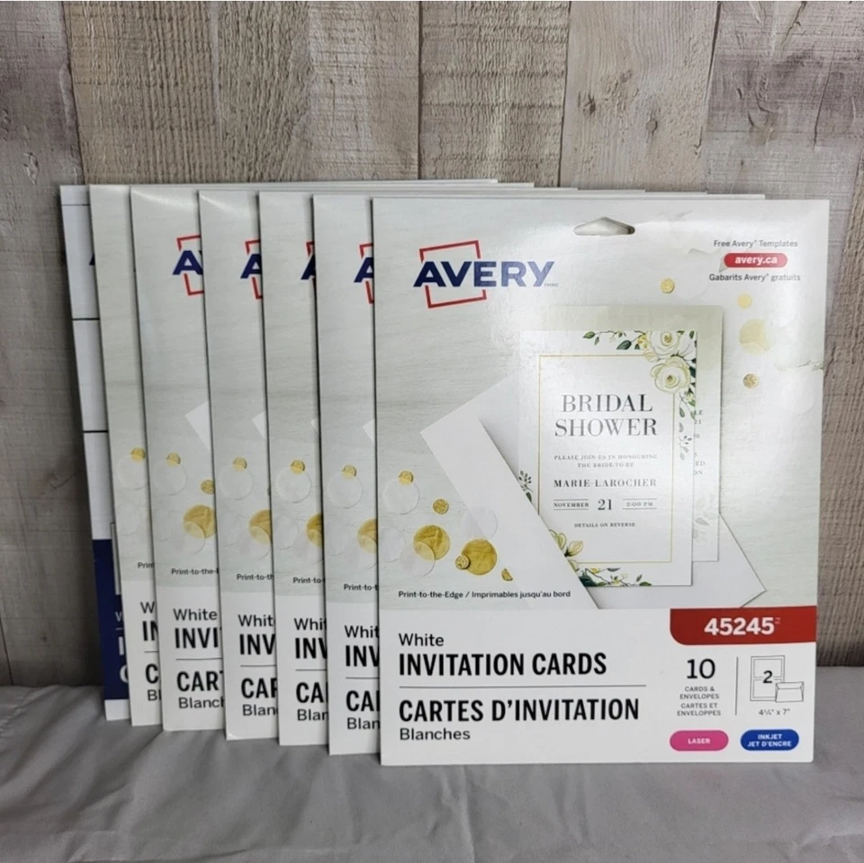🇨🇦 Lot Of 7 Avery White Invitation Cards Packages. Brand New. 45245 Foto 3 de 4