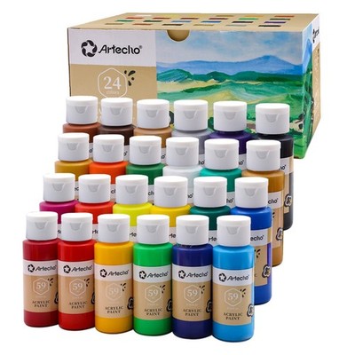 Artecho Acrylfarben Set - 24 Farben, 2 60 ml (24er Pack), 24 Farben 