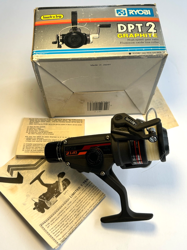 Vintage Ryobi DPT 2 Graphite Spinn Angelrolle mit Box Anleitung Garantie + - Bild 2 von 21